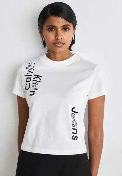 Футболка с принтом MULTI PLACEMENT LOGO TEE Calvin Klein Jeans, цвет bright white