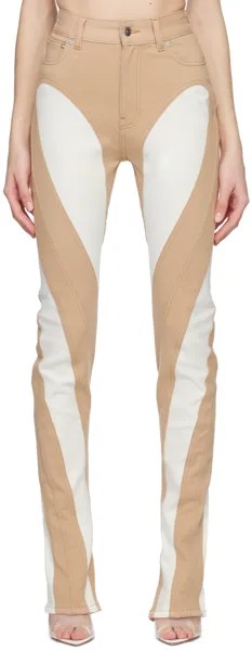 Джинсы SSENSE Exclusive White & Beige Spiral Mugler