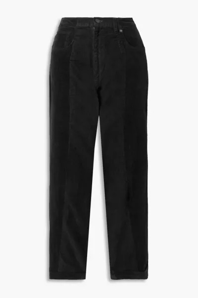Двухцветные брюки прямого кроя из хлопка и вельвета E.L.V. Denim, черный