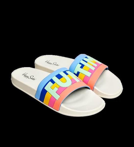 Сланцы мужские Happy Socks Pool Slider Fun Time FUN114 белые 42.5 EU