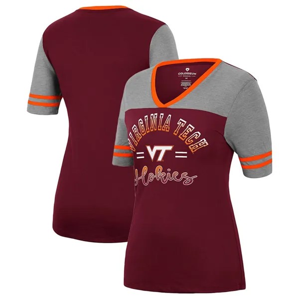 Женские темно-бордовые/серые кеды Colosseum Virginia Tech Hokies There You Are футболка с v-образным вырезом Colosseum