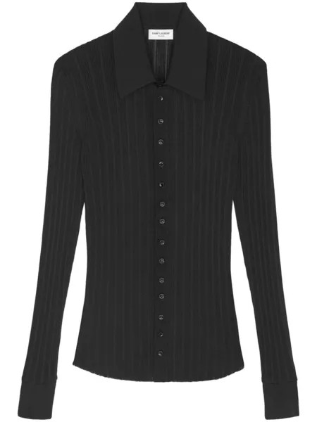 Saint Laurent рубашка поло в рубчик, черный