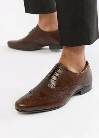 Коричневые кожаные оксфордские броги ASOS DESIGN-Коричневый