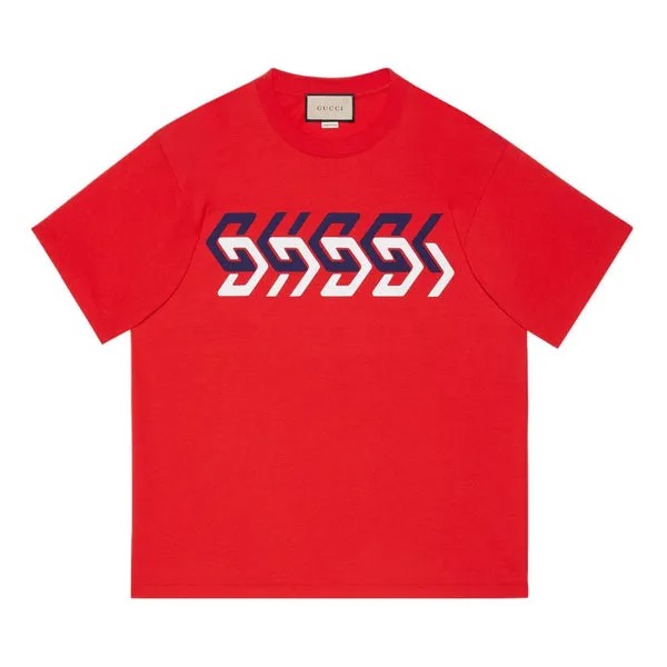 Футболка GUCCI SS22 Cotton jersey T-shirt with Gucci mirror print 'Red', красный