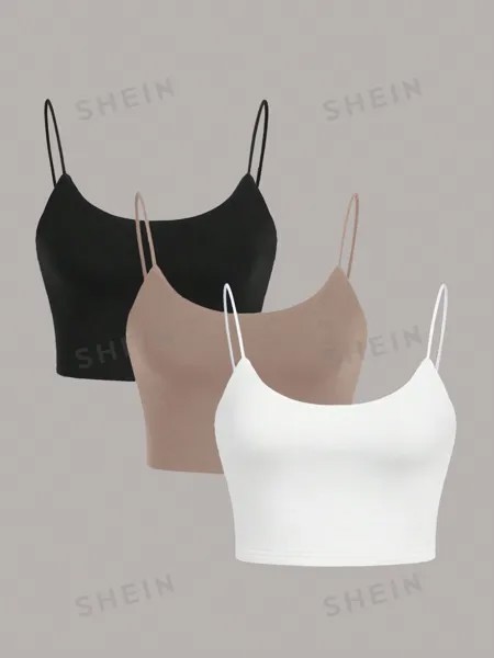 SHEIN EZwear однотонный топ на бретельках из 3 предметов, хаки