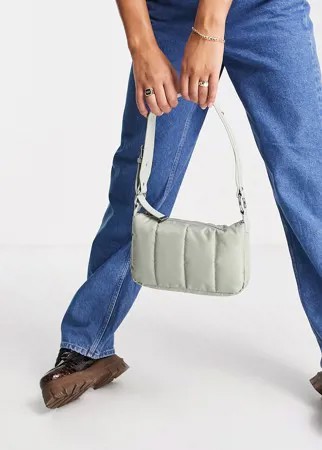 Шалфейно-зеленая нейлоновая сумка на плечо со стеганым дизайном в стиле 90-х ASOS DESIGN-Зеленый цвет