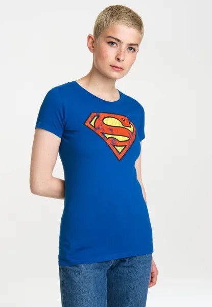 Футболка с принтом SUPERMAN LOGOSHIRT, цвет blau