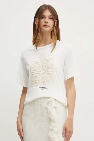 Хлопковая футболка Weekend Max Mara, белый