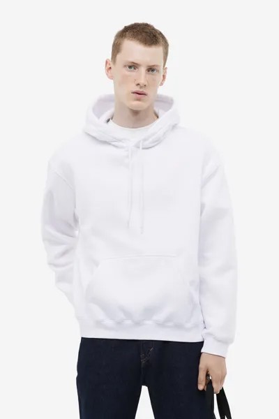 Свободная толстовка с капюшоном H&M, белый
