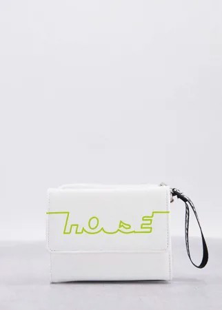 Белая сумочка-кошелек с ремешком через плечо и логотипом House of Holland-Белый