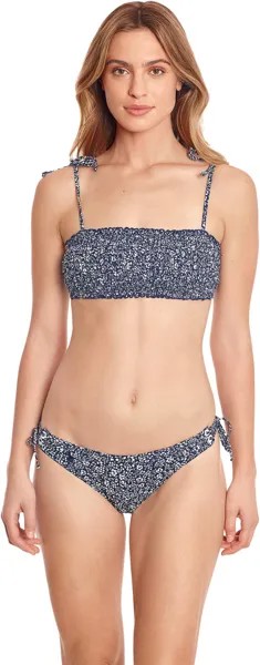 Купальный топ Polo Ralph Lauren Sprouting Floral Tie Shoulder Smocked Bra Top, синий