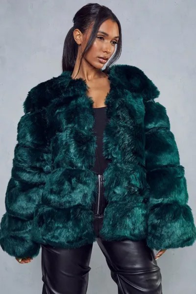 Пальто со вставками из искусственного меха MISSPAP, зеленый