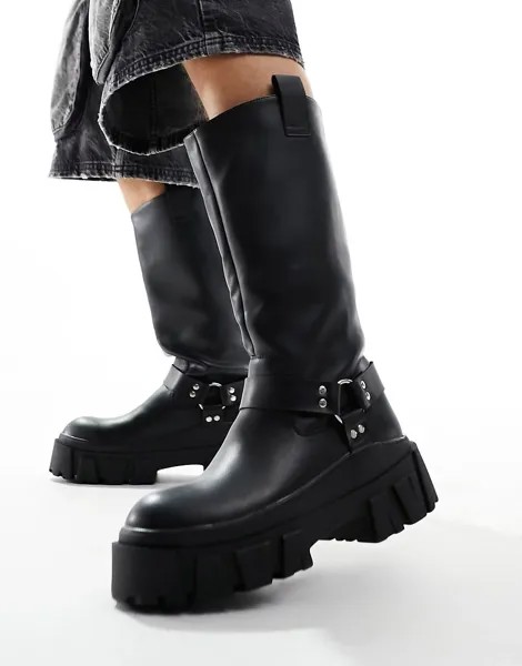 Полусапоги Asos Design Chunky Calf Faux Leather, черный