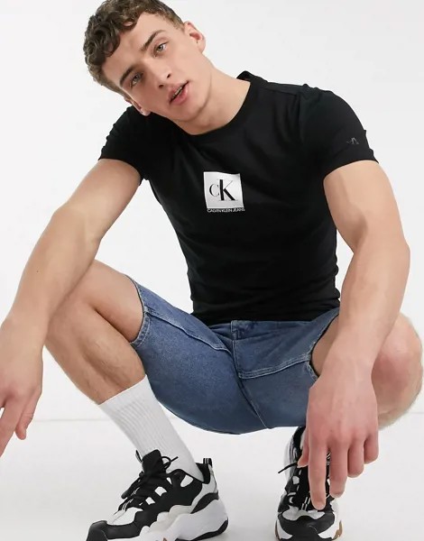 Черная футболка с логотипом на груди Calvin Klein Jeans-Черный