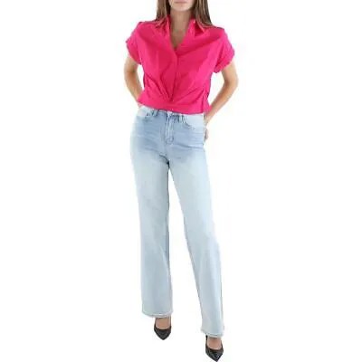 Lauren Ralph Lauren Женская розовая укороченная рубашка с завязками спереди, блузка, топ 2 BHFO 9575