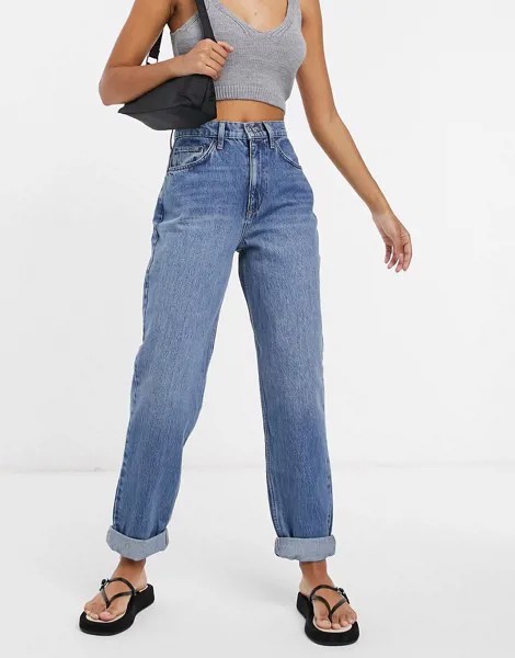 Выбеленные джинсы в винтажном стиле с завышенной талией ASOS DESIGN-Голубой