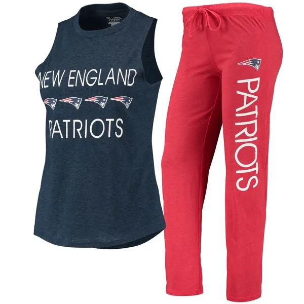 Женский спортивный комплект Concepts Sport красный/темно-синий New England Patriots Muscle Майка и брюки для сна