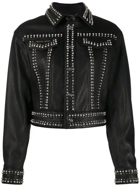 Philipp Plein байкерская куртка с декором Skull, черный