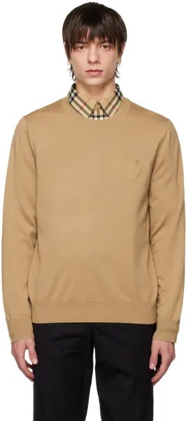 Светло-коричневый свитер с вышивкой Burberry