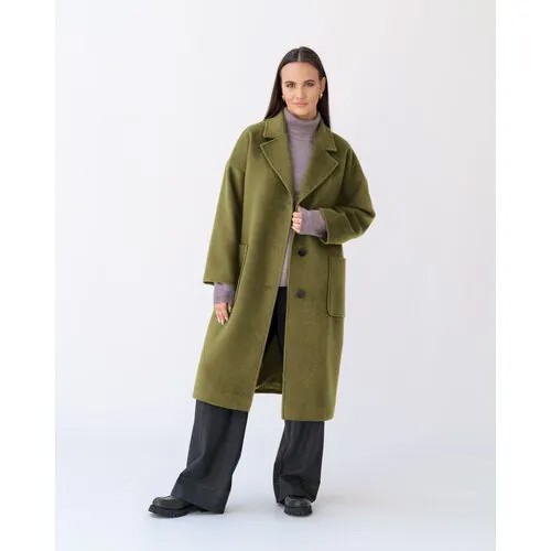 Пальто  Modress демисезонное, шерсть, силуэт прямой, удлиненное, размер 56, зеленый
