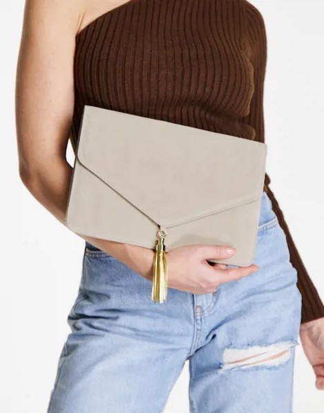 Кремовый клатч с кисточками ASOS DESIGN-Светло-бежевый цвет