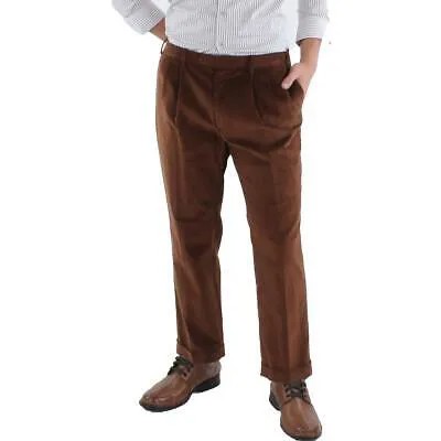 Мужские вельветовые классические брюки со складками Lauren Ralph Lauren Neil Brown 38/29 BHFO 4503