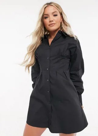 Черное платье-рубашка с корсетом Missguided-Черный цвет
