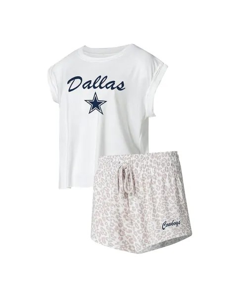 Женский комплект для сна из футболки и шорт Dallas Cowboys Montana бело-кремового цвета Concepts Sport