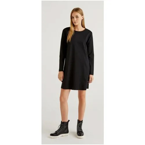 Платье UNITED COLORS OF BENETTON, повседневное, свободный силуэт, мини, карманы, размер XL, черный