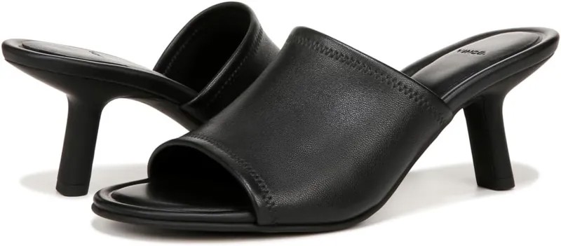 Сандалии Vince Joan Open Toe Heeled Mules, цвет Black Leather