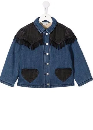 Stella McCartney Kids джинсовая куртка с бахромой и подкладкой из шерпы