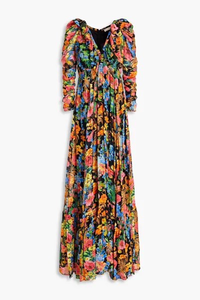 Шифоновое платье макси со сборками и цветочным принтом Bytimo, многоцветный