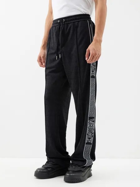 Спортивные брюки из жаккардового джерси с логотипом Versace, черный
