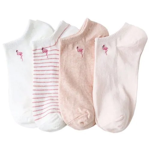Носки Caramella Фламинго, 4 пары, размер 22-25, розовый/белый