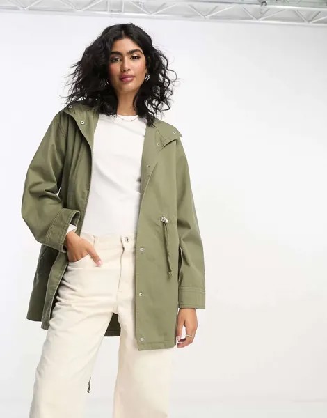 Легкая стираная парка цвета хаки ASOS