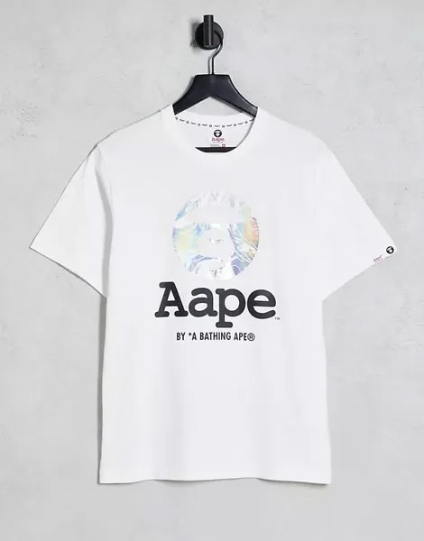 Футболка Aape By A Bathing Ape OG Moonface Foil Camo, белый