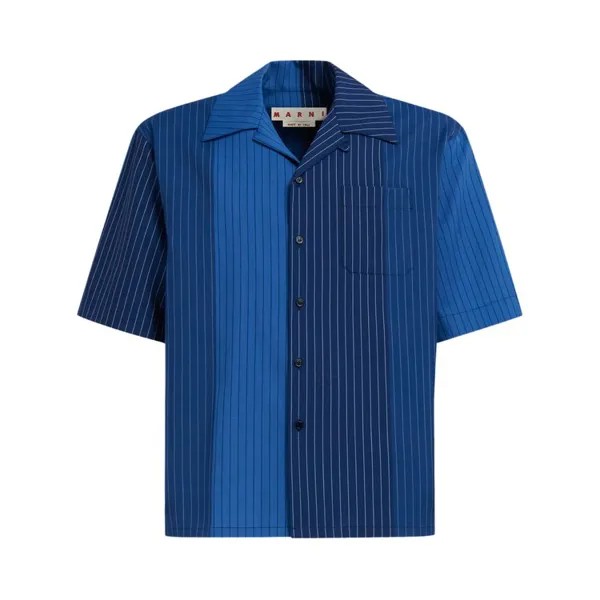 Рубашка Marni Degrade Stripe Wool Short-Sleeve 'Blumarine', синий