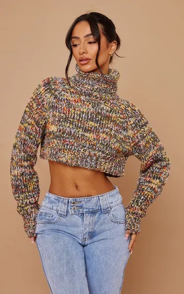 PrettyLittleThing Розовый укороченный джемпер с высоким воротником Petite Pink