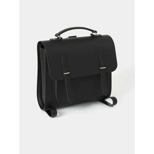 Рюкзак мессенджер  The Messenger Backpack CAMSATCHmessenger-leather-backpack-black, фактура гладкая, черный