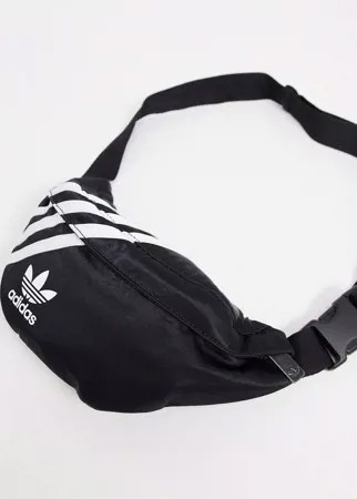 Черная сумка-кошелек на пояс с логотипом-трилистником adidas Originals-Многоцветный