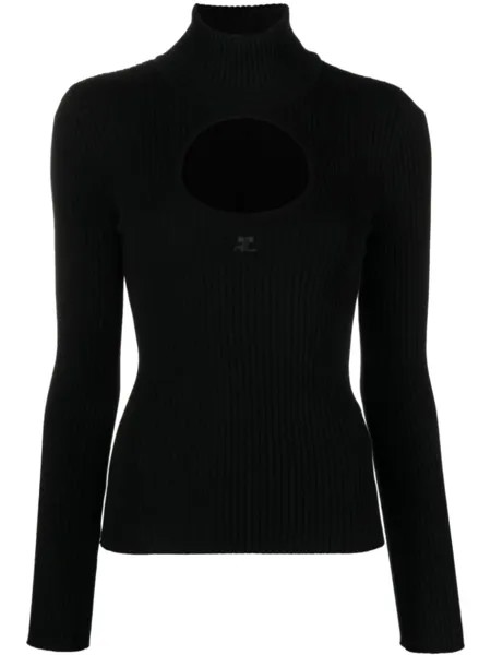 Courrèges logo-embroidered cut-out jumper, черный
