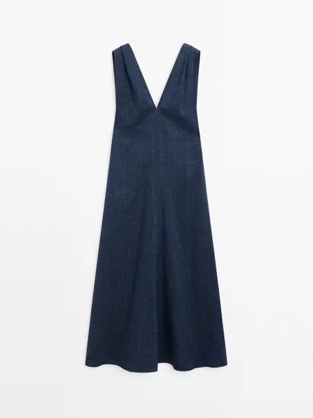 Платье Massimo Dutti Denim Effect Midi, темно-синий