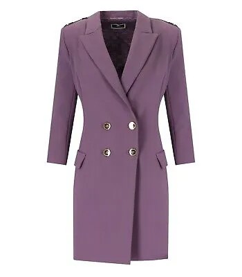 Женское двубортное пальто-пальто Elisabetta Franchi Candy Violet