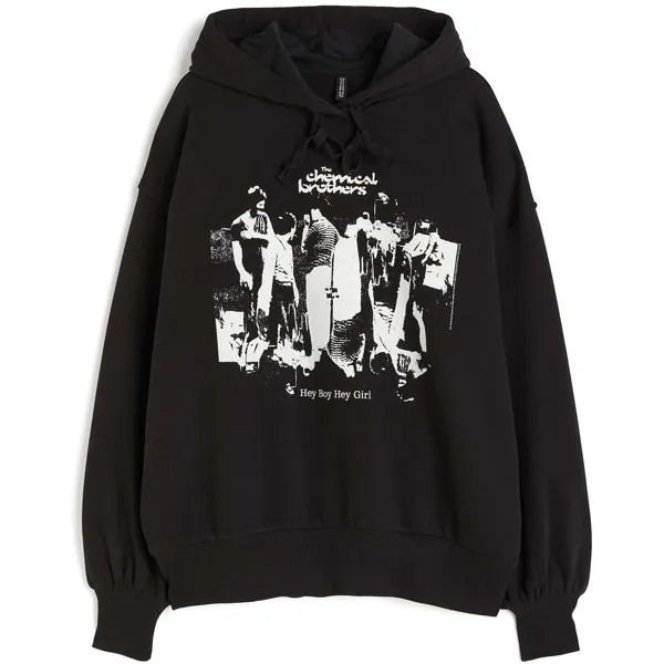 Худи H&M The Chemical Brothers Printed Oversized, черный