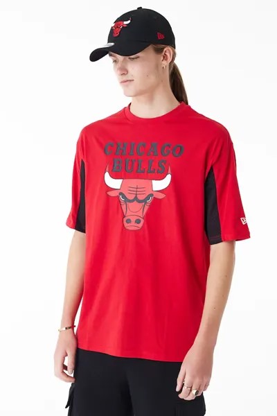 Хлопковая футболка с логотипом Chicago Bulls New Era, красный