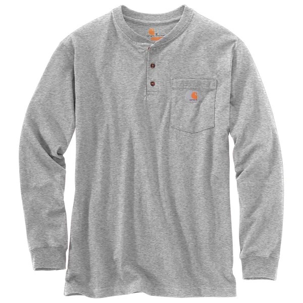 Лонгслив Carhartt Workwear Pocket Henley L/S, цвет Heather Grey