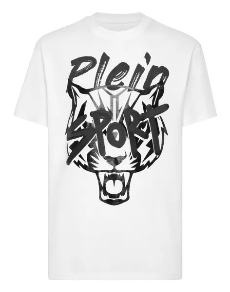 Футболка с круглым вырезом и трафаретом Tiger Street Fighter Plein Sport, цвет White / Black