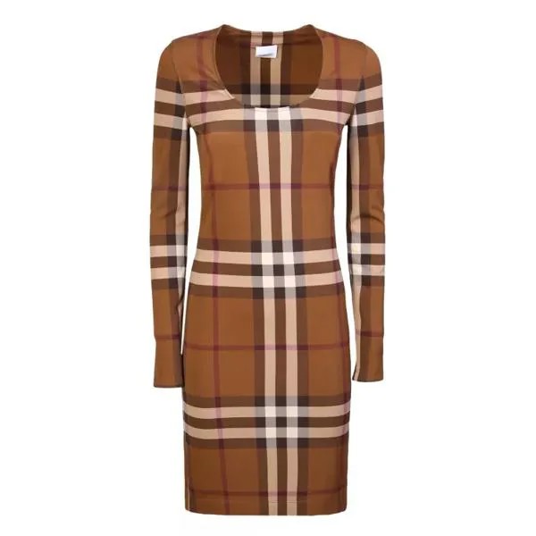 Платье iconic check print midi dress Burberry, мультиколор
