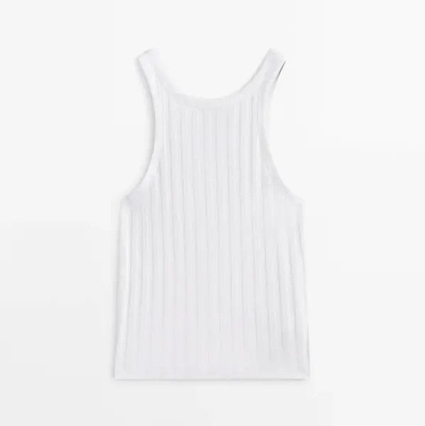 Майка Massimo Dutti Wide Ribbed, белый