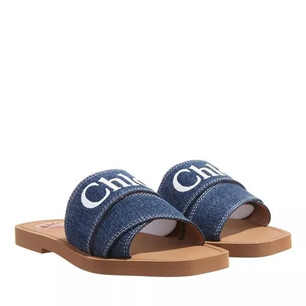 Сандалии woody flat mules Chloé, синий